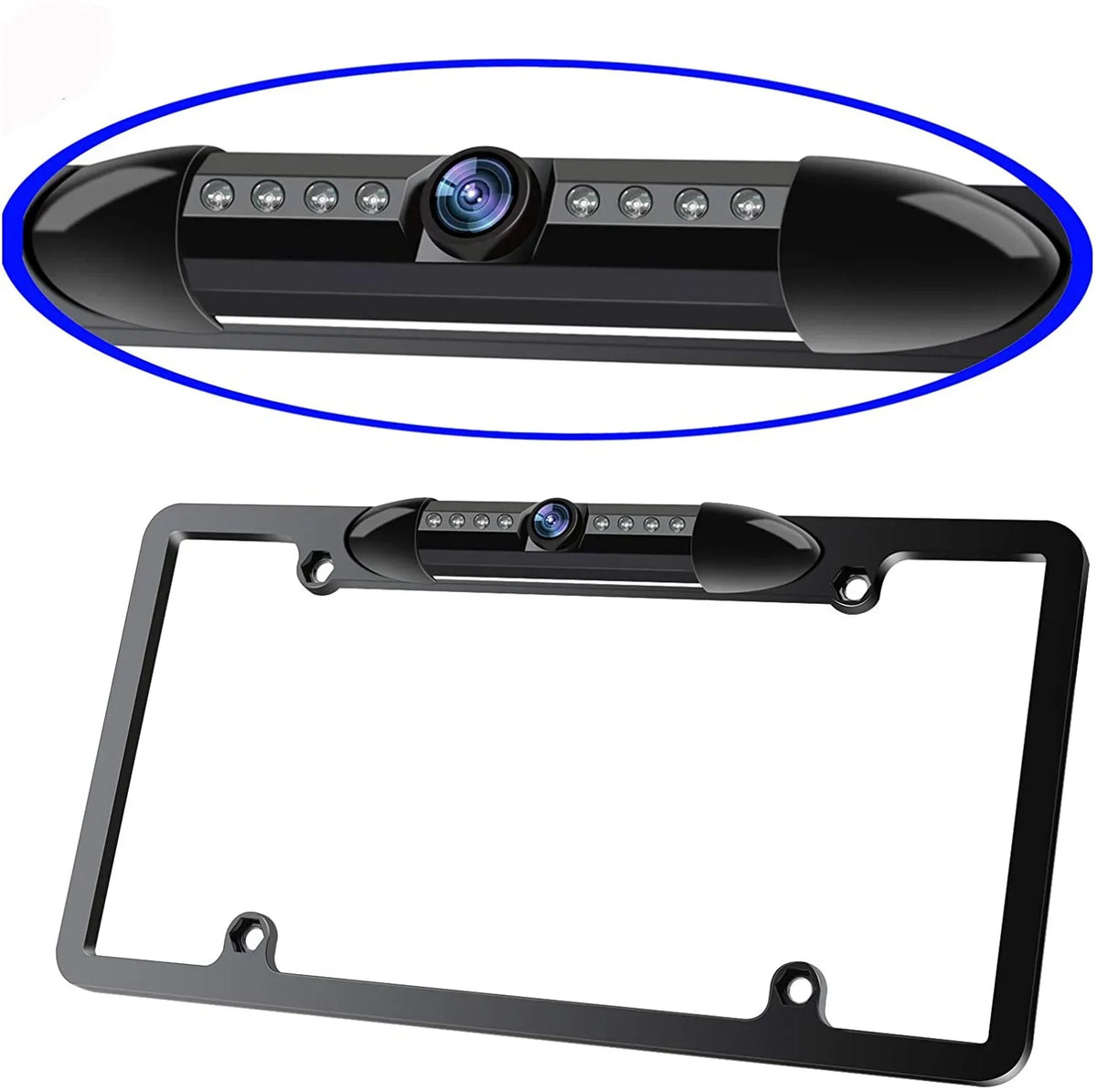 License Plate Frame Backup Camera Night Vision Car Rear View Camera with 8 Bright s 170° Viewing Angle Waterproof