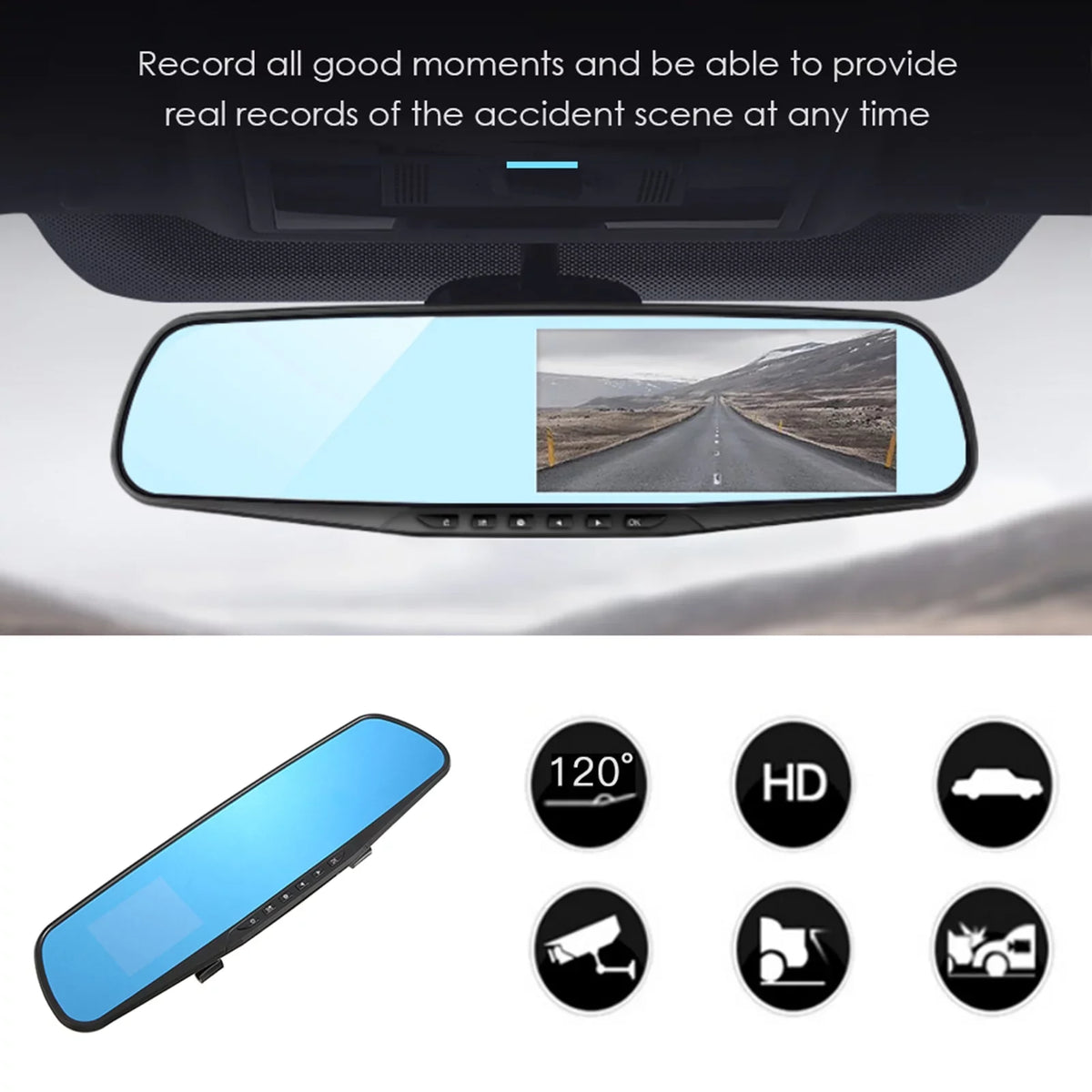 moobody Dual Camera Car Driving Recorder - 1080P Full  Dual Dash Cam with 170°Wide Angle Lens, Loop Recording, and Motion Detection System for Optimal Security