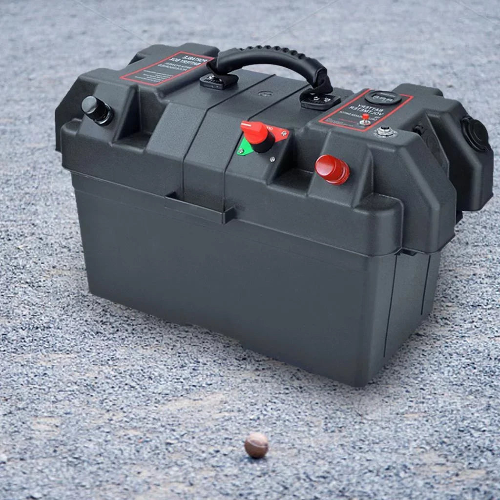 Battery Box Trolling Motor Battery Box Waterproof Dual  Ports Motor Battery Box Batteries Carrier for   Car Trailer Travel