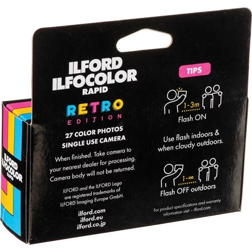 Ilford Ilfocolor Rapid Retro Single Use Camera + Lens Cap Holder