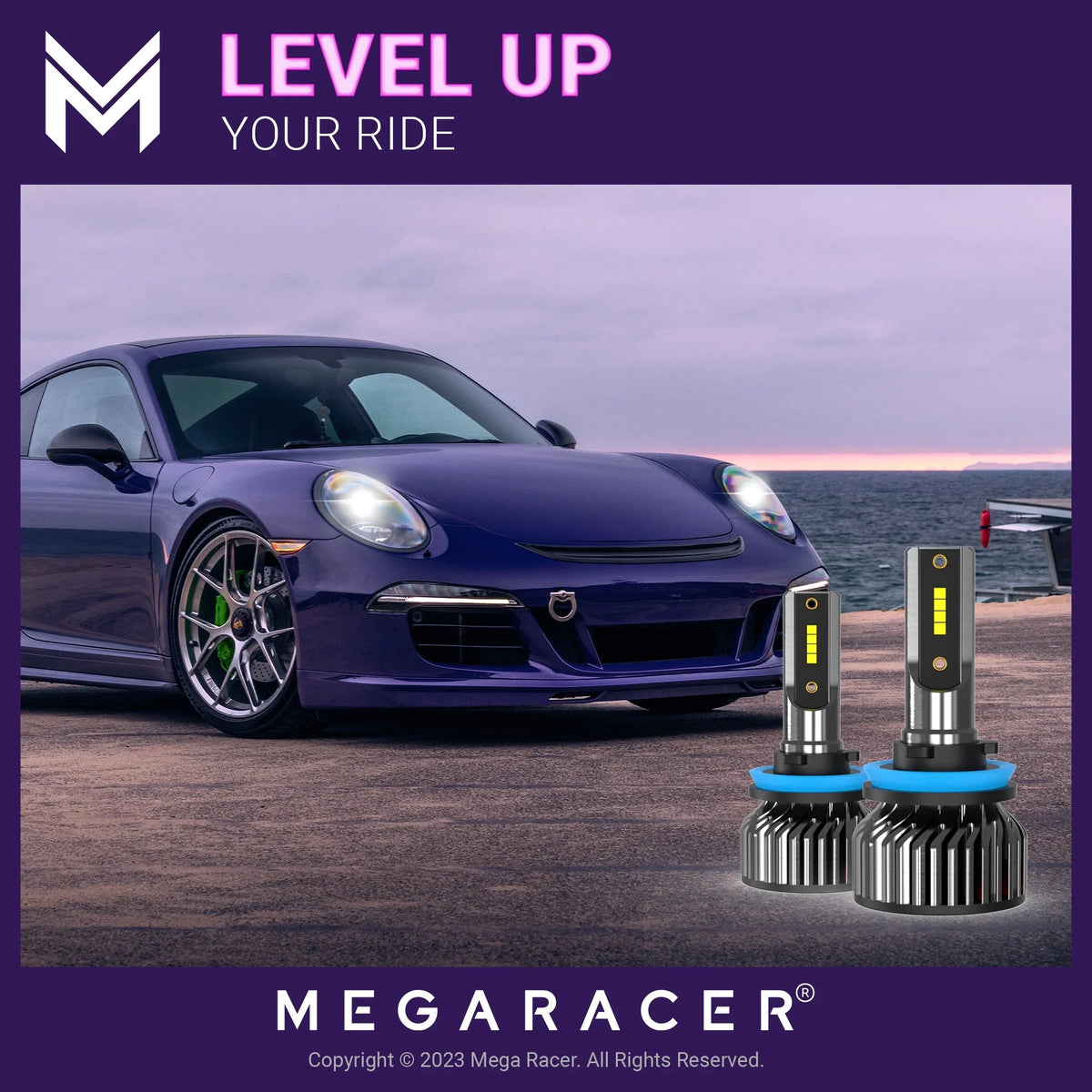 Mega Racer Hyundai Genesis     New Gen  Headlight Bulbs 6000K Cool White 12V 60W 16000LM Hyundai Genesis 2015 15 Low Beam Automotive Replacement