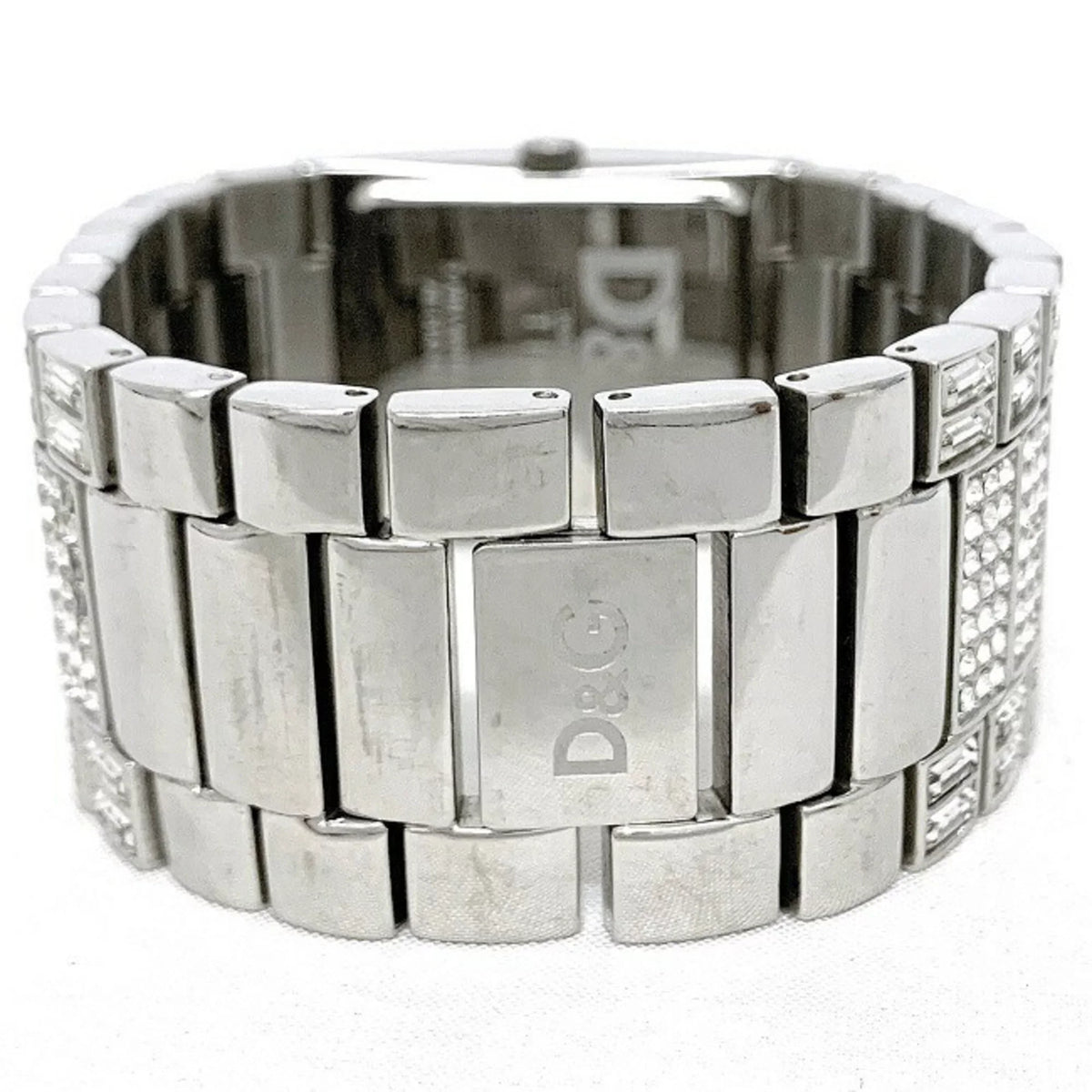 Pre-Owned Dolce & Gabbana Watch Silver Rhinestone    Ladies Stainless Steel Quartz Square 2 Hands Analog (Good)