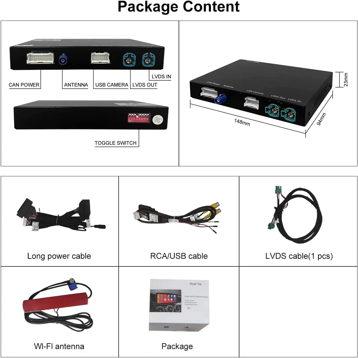 Road Top Wireless Carplay Retrofit Kit Decoder for  i3   System 2012-2017 Year, Support Android Auto, Mirrorlink, Reverse Camera, Original Car Knob Control