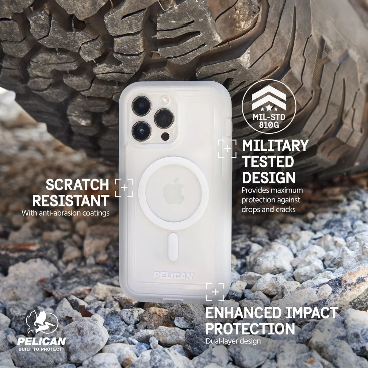 Pelican Voyager Series Apple iPhone 15 Pro Max Case with Belt Clip Holster [MagSafe Compatible] - Clear