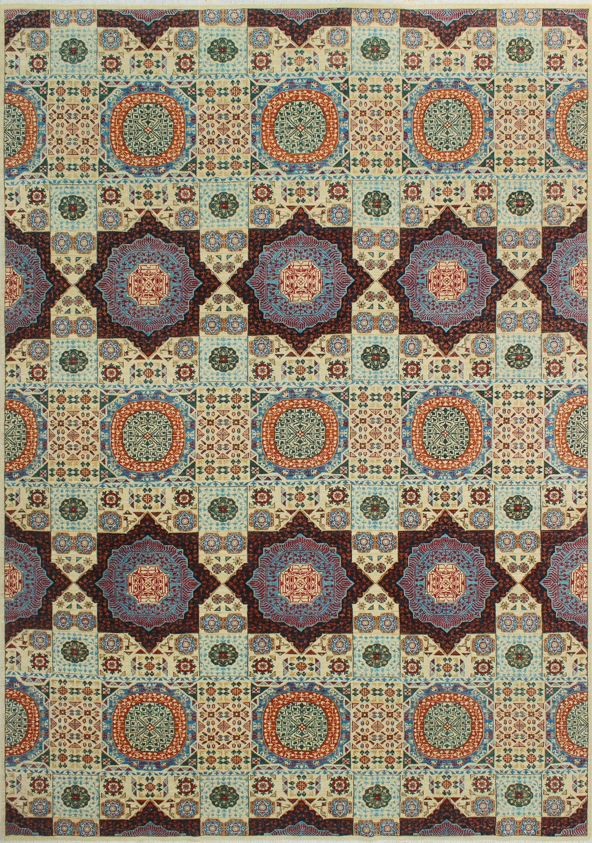 Aria Stephen Ivory/Blue Runner, 9'10" x 13'4"