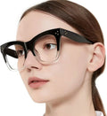 Blue Light Filter Reading Glasses for Women Computer Reader Magnification 0 100 150 200 250 300 350 400 500 600 (Black-Clear, 6.0)