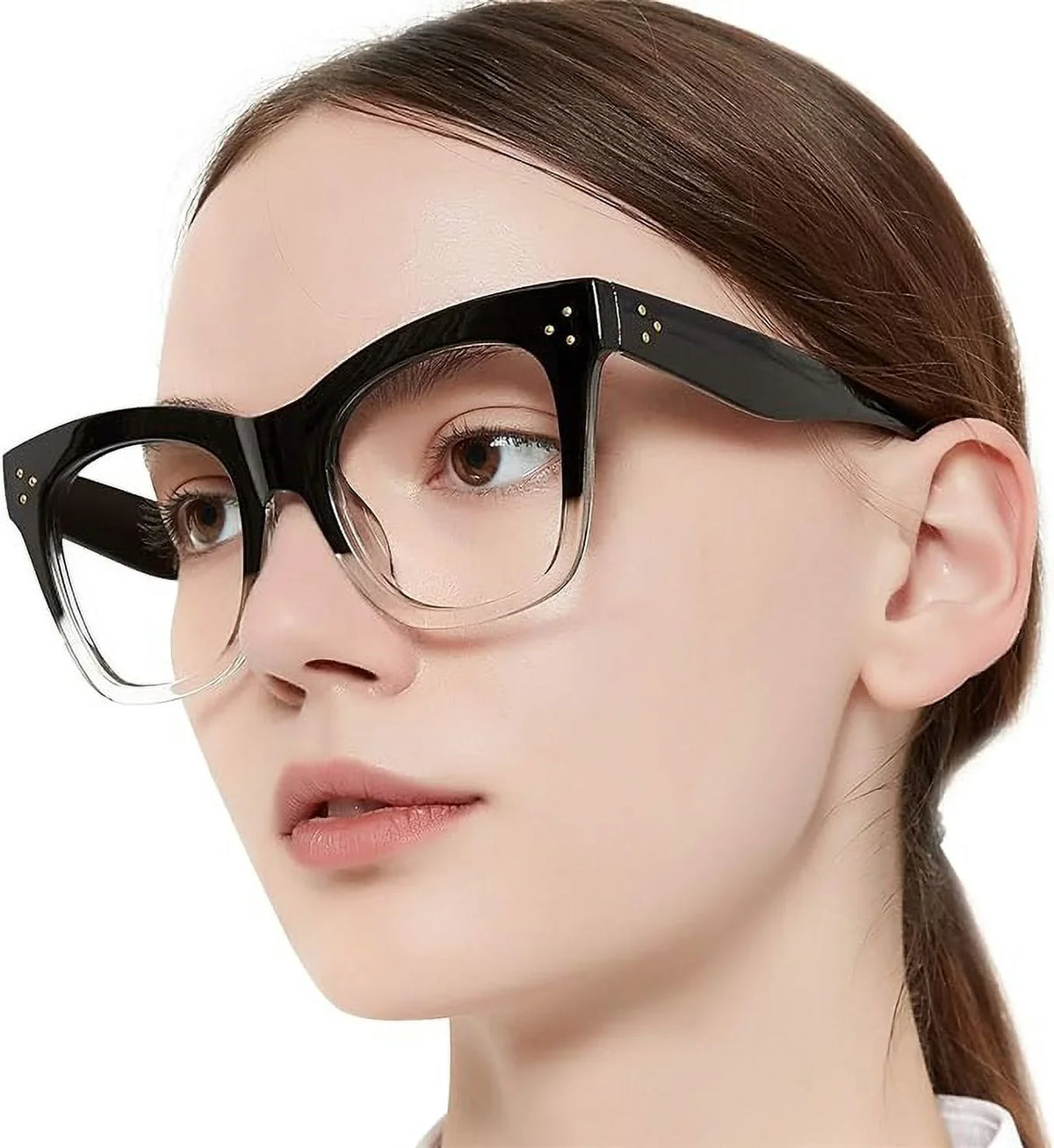 Blue Light Filter Reading Glasses for Women Computer Reader Magnification 0 100 150 200 250 300 350 400 500 600 (Black-Clear, 6.0)