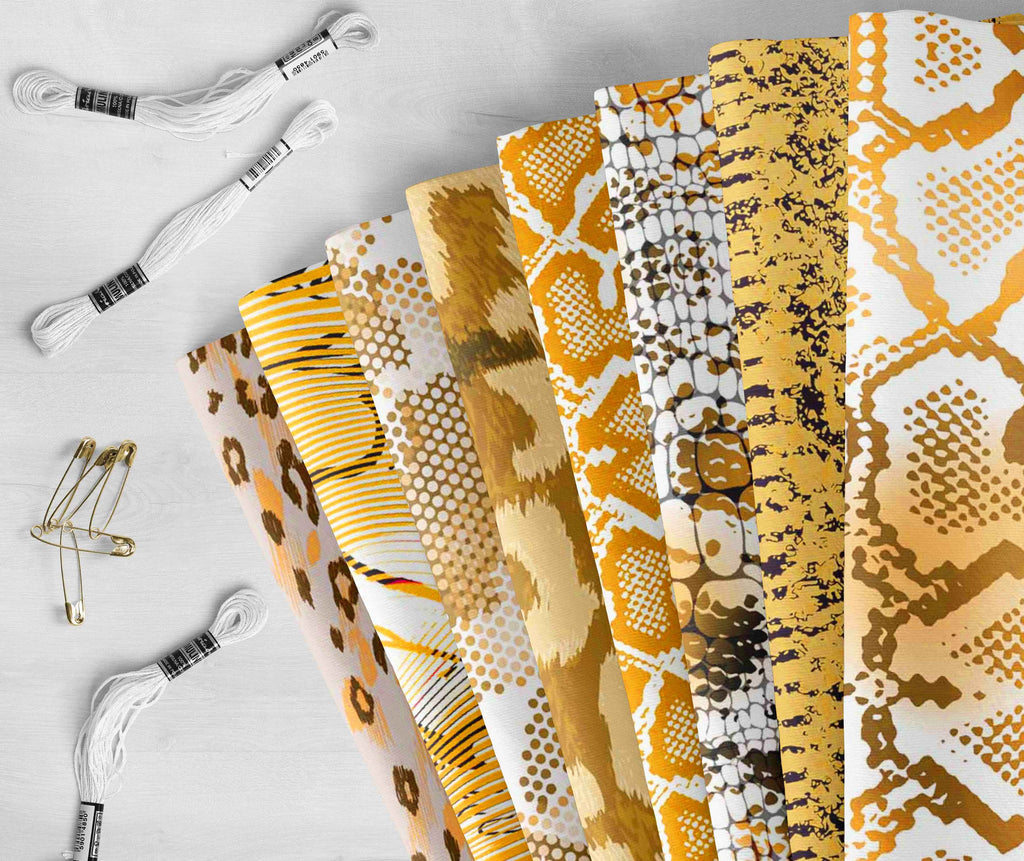 Soimoi 8 Pc Fat Quarter Bundle -Animal SkinPrint 18"x 22" Patchwork-100% CottonPre-Cut Quilting Fabric (Yellow)