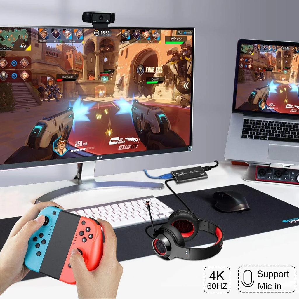 Video Capture Card,  to .0 4K 60HZ Game Capture Device Support Windows Linux   System  YouTube Twitch Streaming and Recording for  Xbox One Game Use