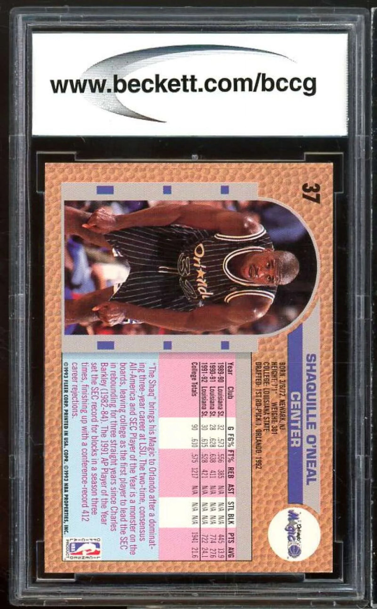 1992-93 Fleer Drake's #37 Shaquille 'neal Rookie Card   9 Mint+