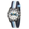 Red Balloon Boys' Black Plastic Time Teacher Watch,Blue and Black Stripe Nylon Strap,