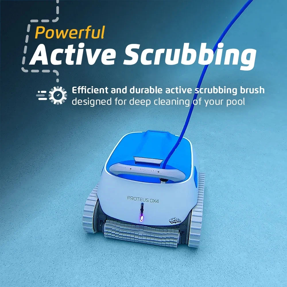 Dolphin Proteus  Robotic Pool Vacuum Cleaner — Wall Climbing Capability — Powerful Waterline Scrubbing — Ideal for All Pool Types up to 50  in Length