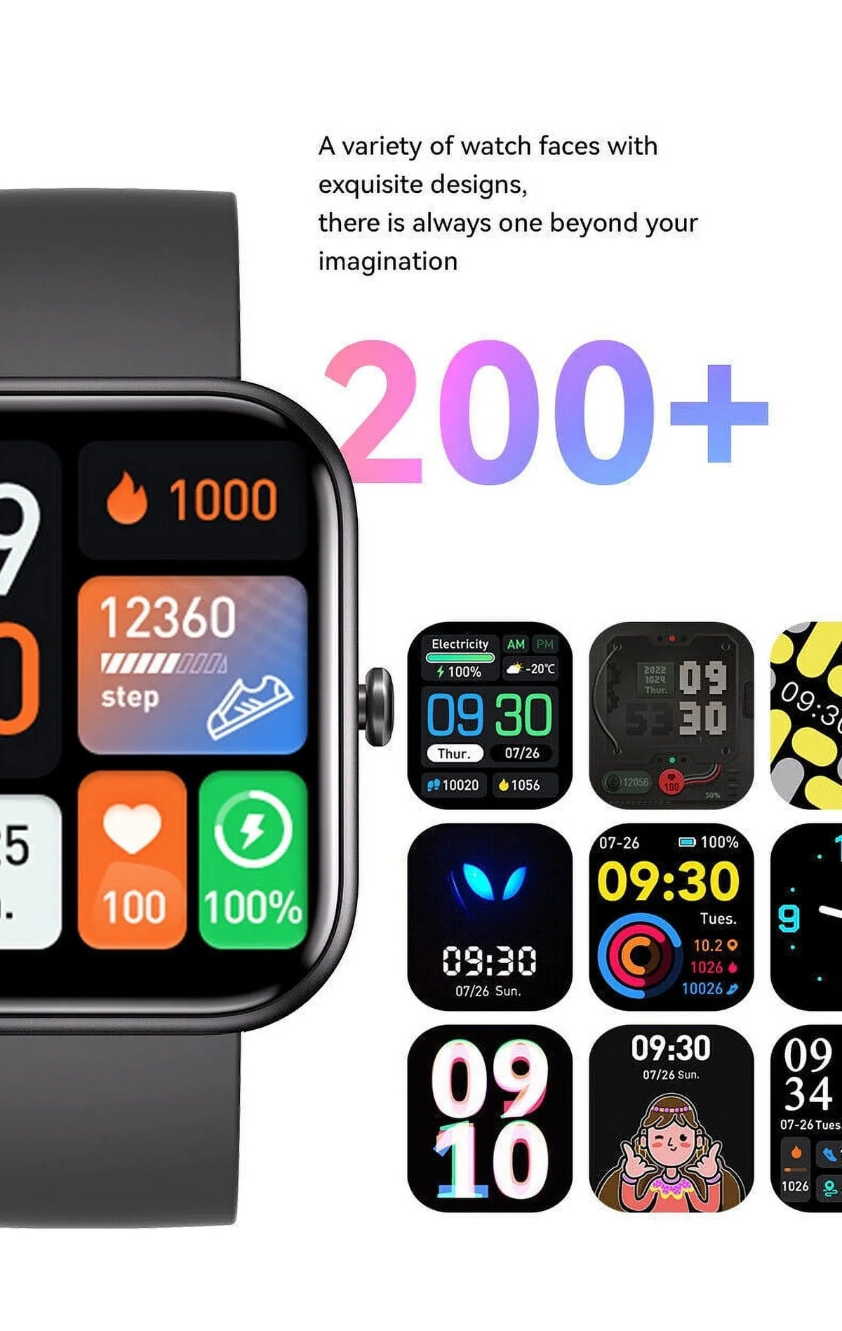 Smart Watch Blood Pressure Fitness Tracker Women Men for Android and iOS Black