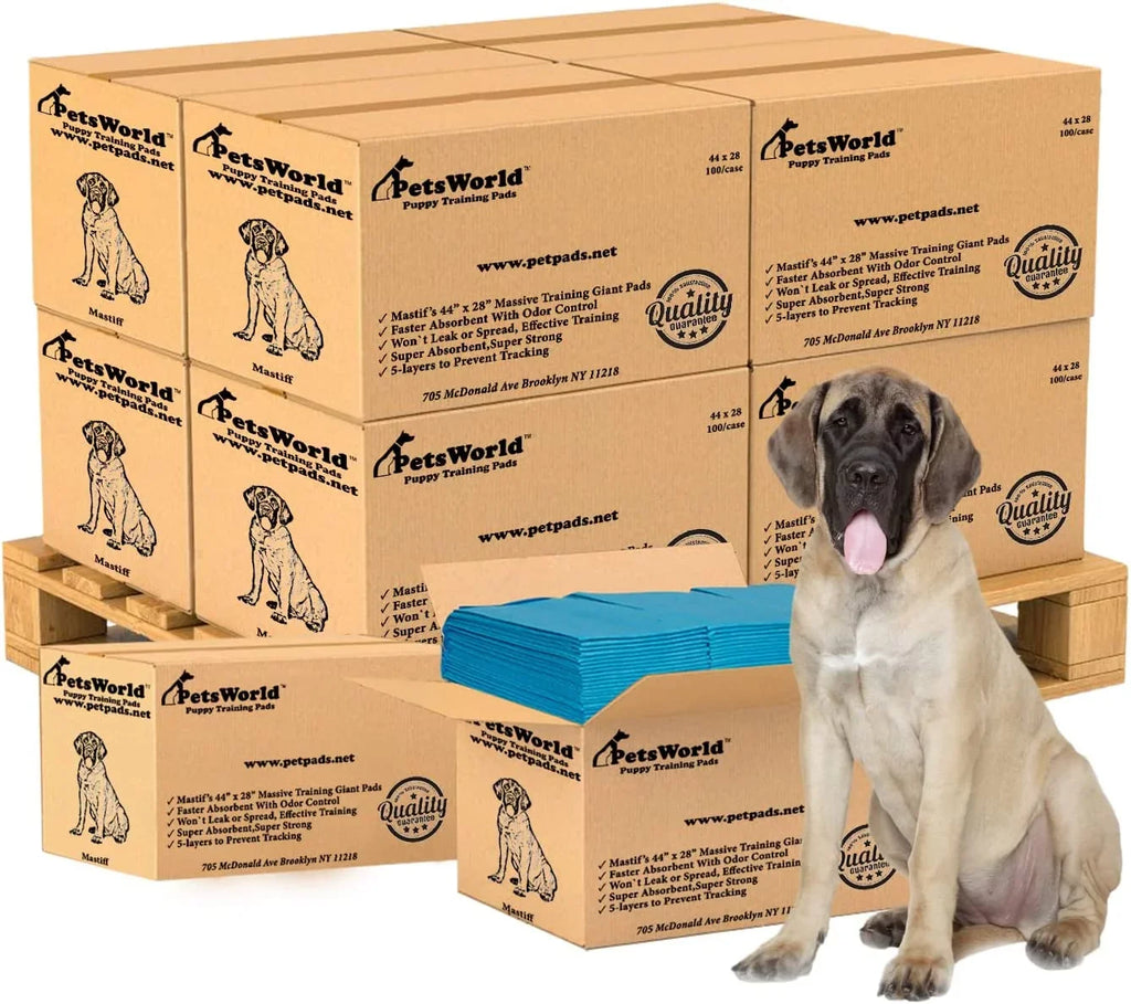 Mastiff's Massive Dog Training/Potty Pads, 28x44 inch, 1,000 Ct,  Gigantic, Tear Resistant, Super Absorbent & Leak-Proof