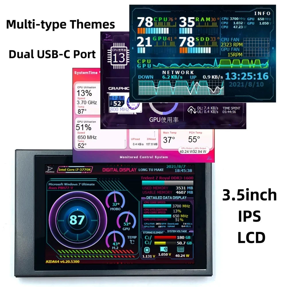 Andoer ,Ips Display 3.5 Inch Ips Raspberry Pi Computers ScreenDual Usb Raspberry Itx Pc Chassis Dual Type-c RaspberryScreen Computers And Itx Rotation Addition To Yabuy