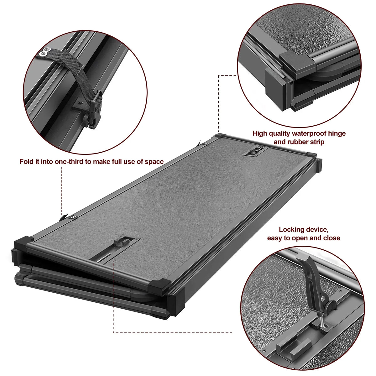 Kikito Professional  Hard Tri-Fold Truck Bed Tonneau Cover for 2003-2024 Ram 1500 2500 3500 6.4ft (74.6in) Bed Without | Rambox & Deckrail System |