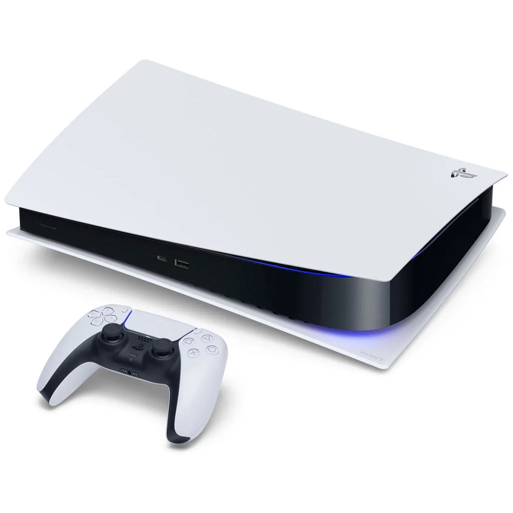 Sony Playstation 5 Disc Version Console with Extra Blue Controller, White  3D Headset and Surge Dual Controller Charge Dock Bundle