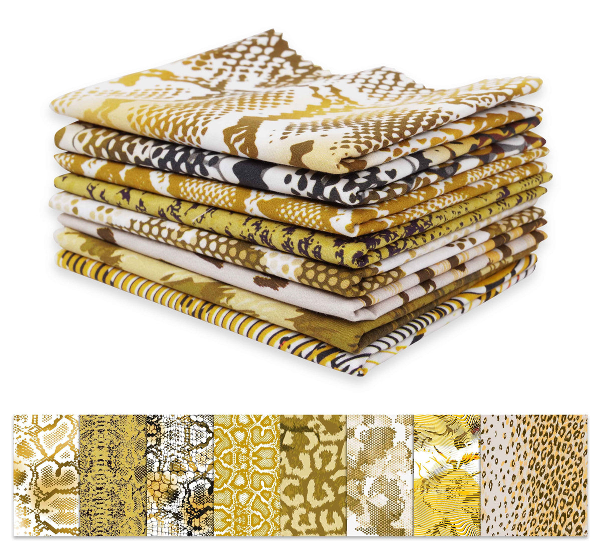 Soimoi 8 Pc Fat Quarter Bundle -Animal SkinPrint 18"x 22" Patchwork-100% CottonPre-Cut Quilting Fabric (Yellow)