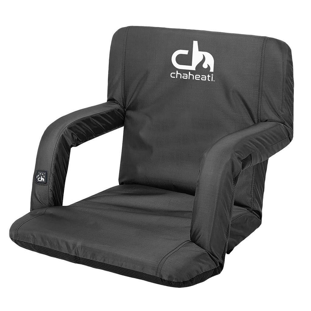 Chaheati 7  Heated Folding Bleacher Seat in Black – Battery Heated Chair For Camping, Sports, And Outdoor Activities