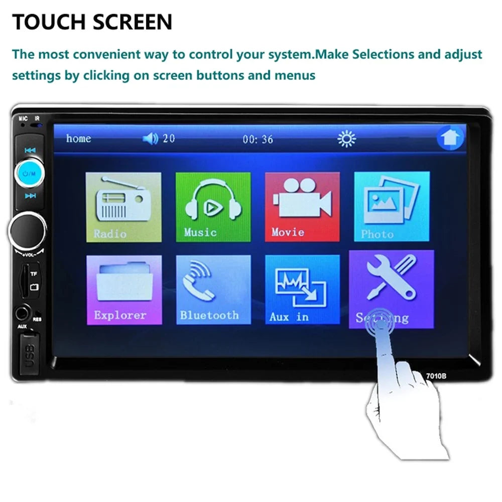 Polarlander Double Din Car Stereo Car Audio 7-inch  Touch Screen Car radio Player Bluetooth with Multimedia     /4/3 Mirror Link Function