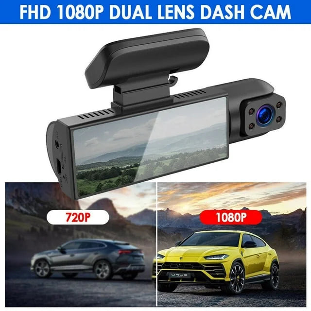 Xhy Car Dash Cam Dual Lens 1080P   Front or Inside Video Camera Driving Recorder Night Vision -Sensor, Motion Detection