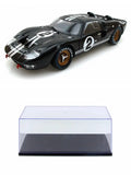Diecast Car w/Display Case - 1966 Ford -40   #2, Black w/ Silver Stripes - Shelby   - 1/18 Scale Diecast Model Toy Car