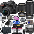 Nikon   Camera with 18-55mm  and 70-300mm Lenses + 2 Pc 64GB Memory, Tripod, Flash, and More (23pc Bundle)