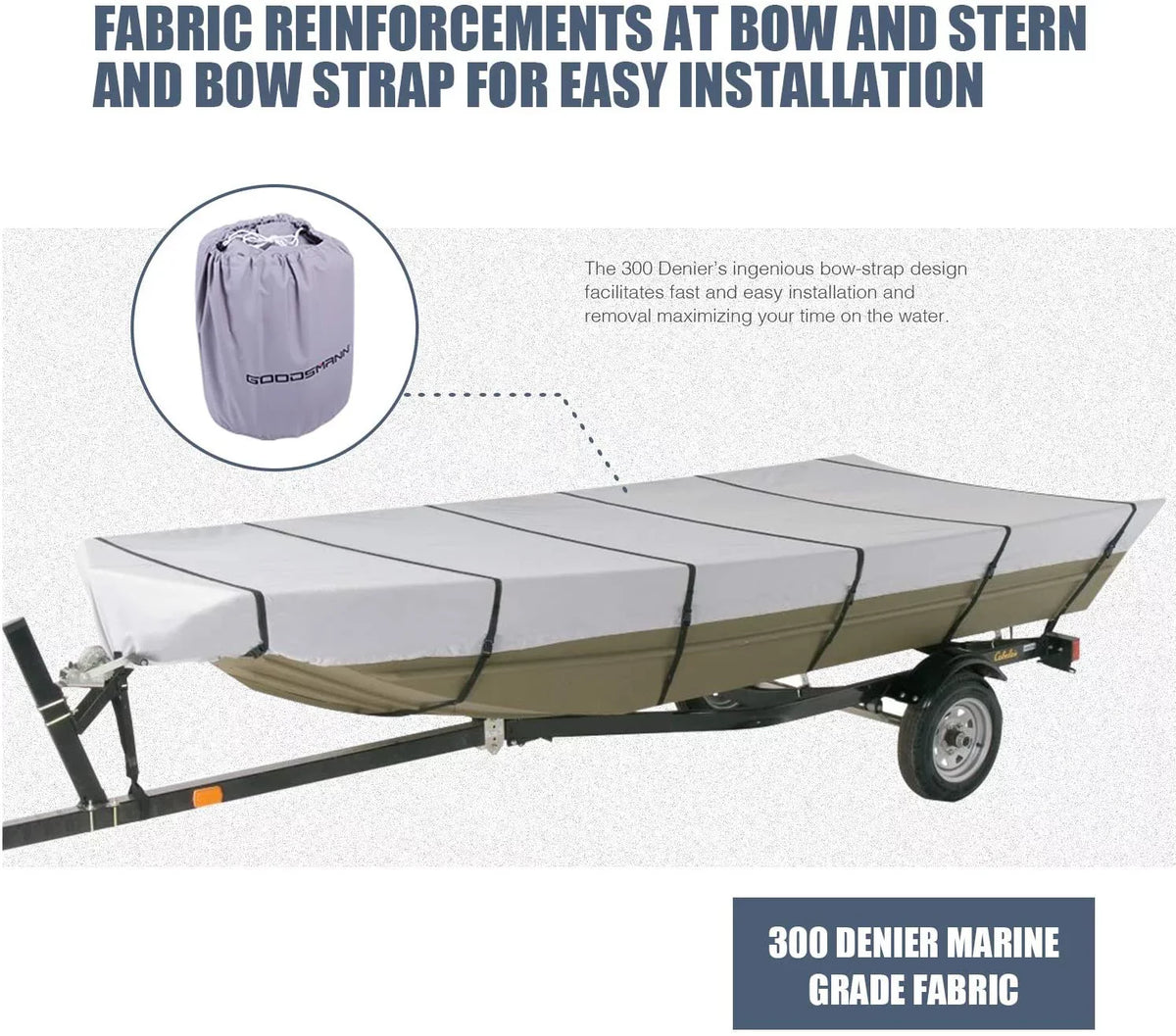 Goodsmann Jon Boat Covers Silvery Gray Water Resistant Trailerable 9921-0152-21( , 12' , 56" )