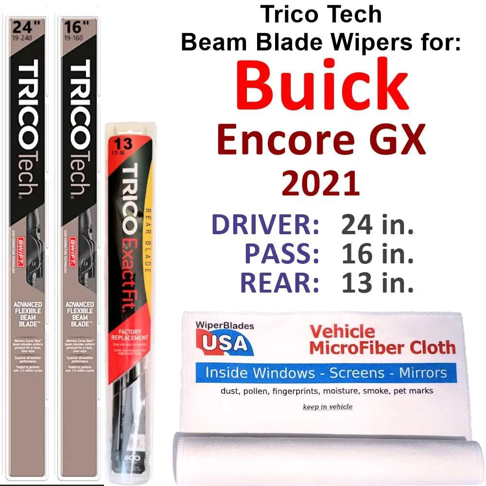 2021 Buick Encore  Beam Blade Wipers (Set of 3) w/Rear Wiper