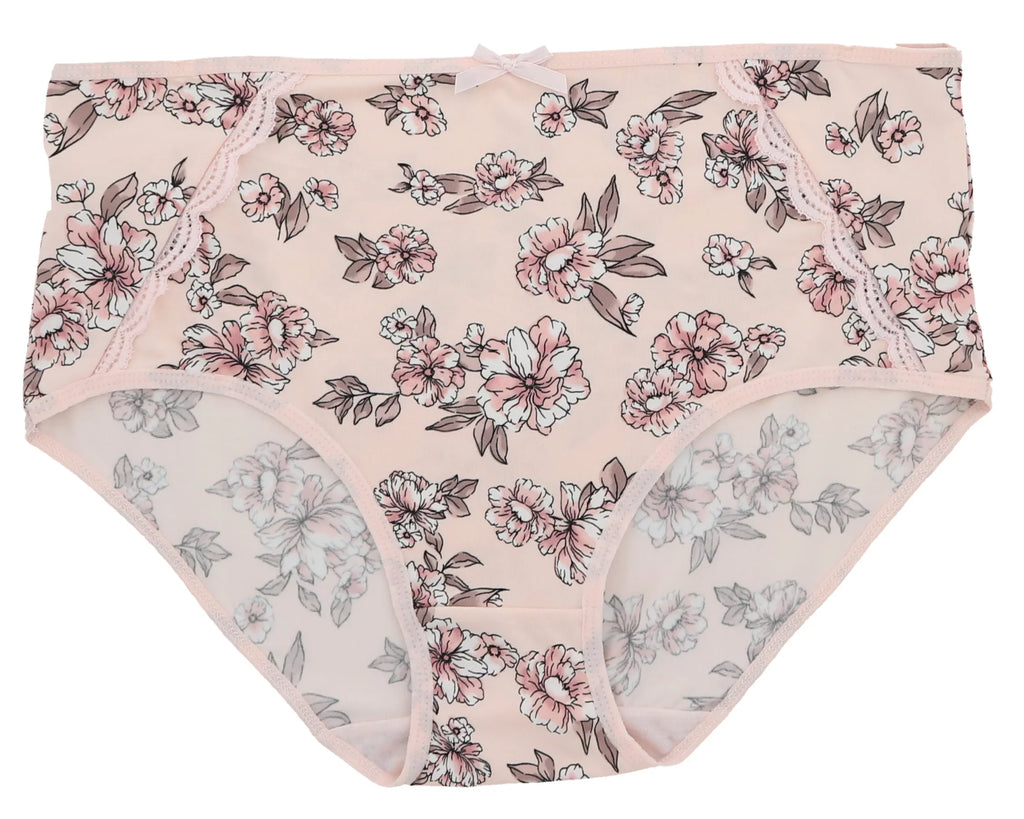 Delta Burke Intimates Women's Plus Size Sexy Classic High Rise Brief Panties (5Pr) (-Large, Pink Floral Dots)
