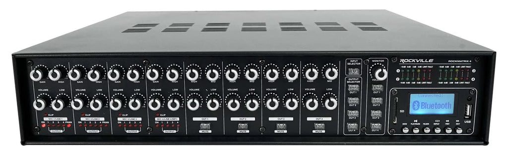 4-Zone Matrix Multi Room 70v Audio System w/ (10)  Black Ceiling Speakers