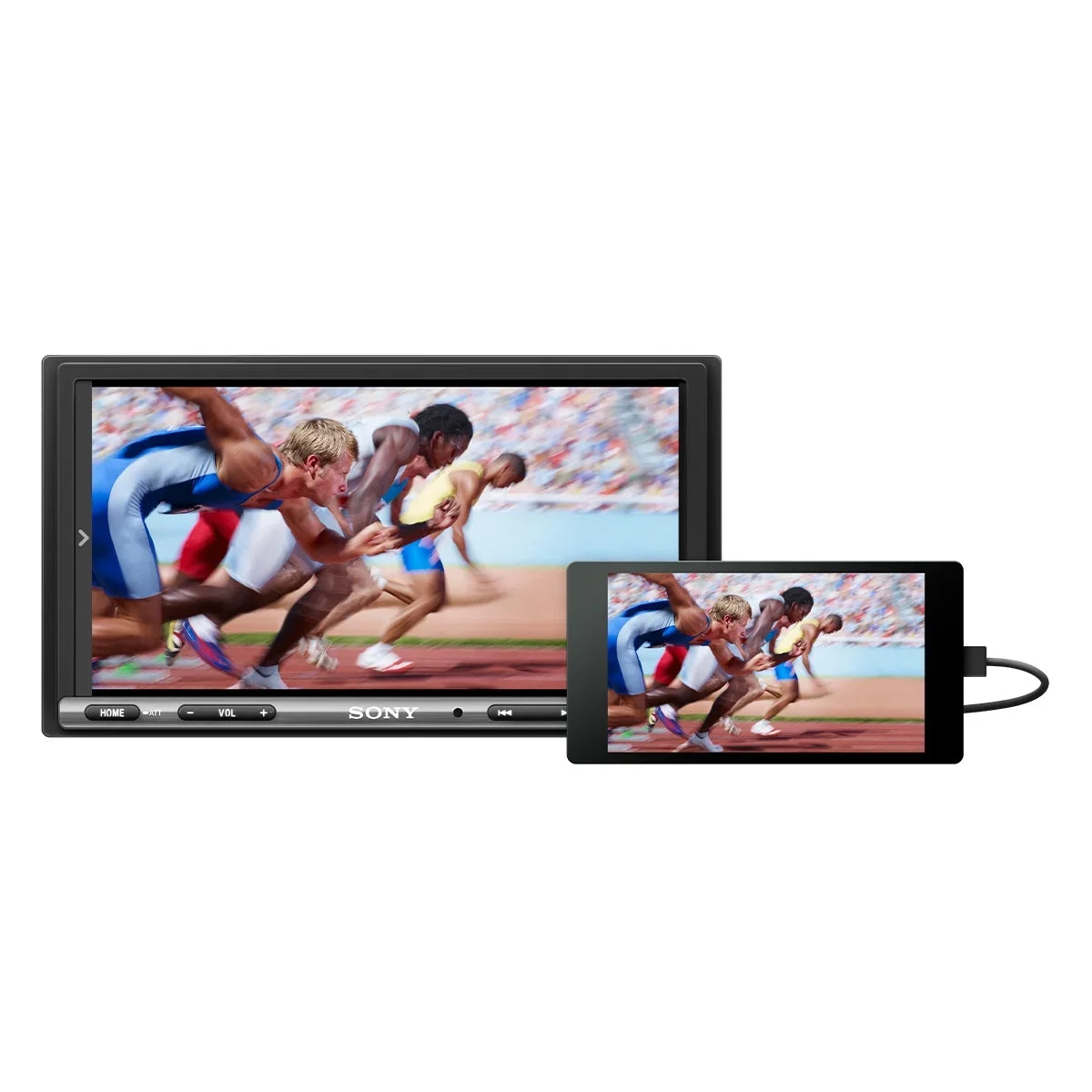 Sony Mobile - 6.95" Bluetooth Media Receiver with Apple CarPlay and Android Auto