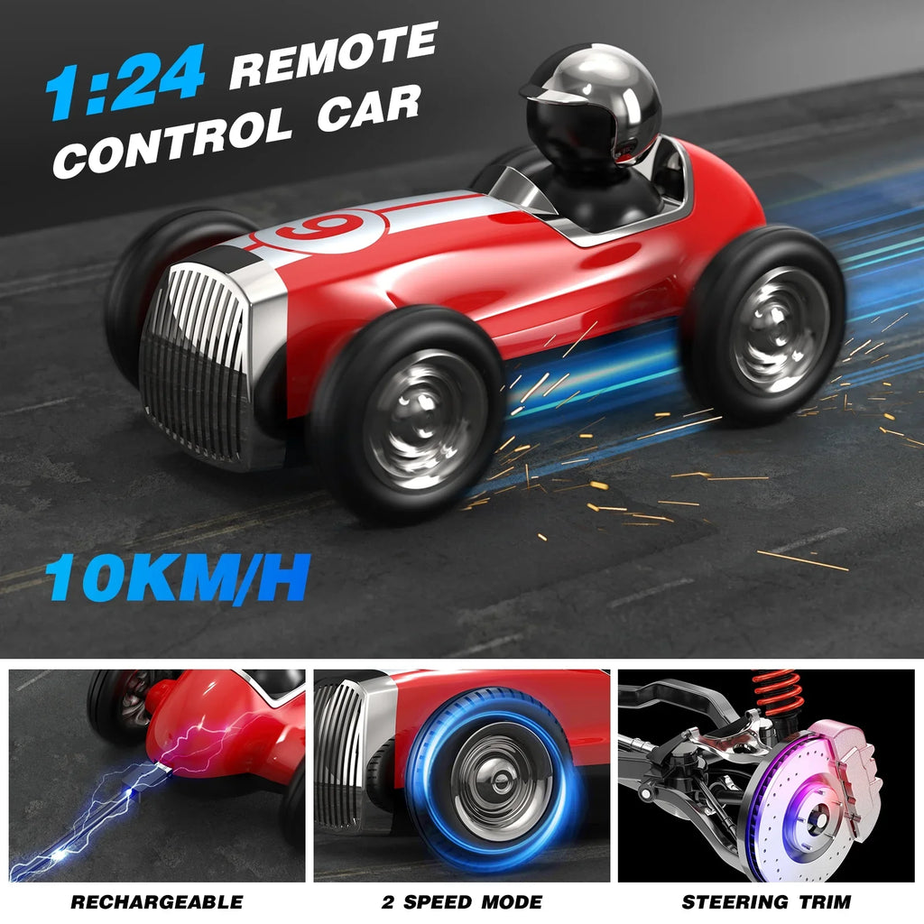Remote Control Car with 2.4GHz Wireless Bluetooth Speaker 2 Speed Mode Fast  Car for Kids  Trucks Music  Stunt Car Toys for Boys Girls Gifts, Red
