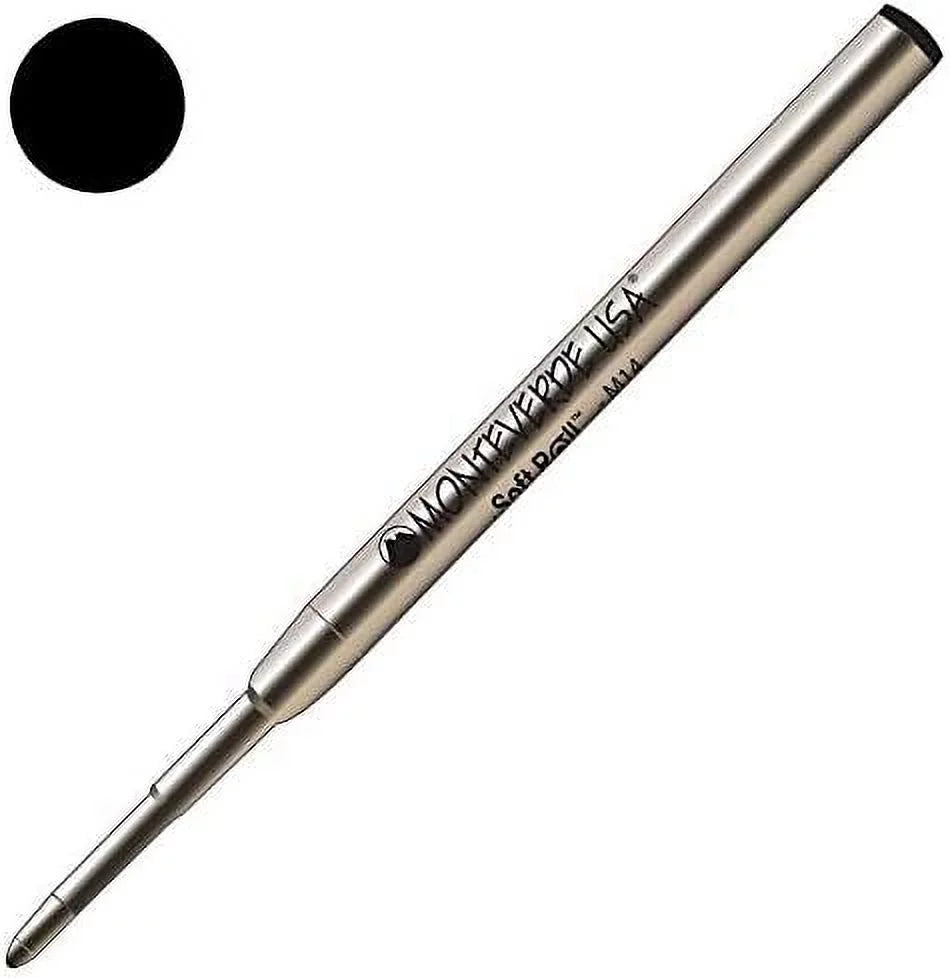 Monteverde  Soft Roll Ballpoint Refill For Montblanc Pens - Black (2 Pack) ()