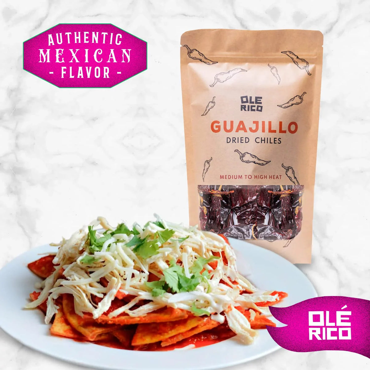 OLÉ  - Dried Chile Peppers 3 Pack Bundle (12 oz Total) - Ancho Chiles, Guajillo Chiles and Arbol Chiles - The Spicy Trio - Great For Mexican Recipes - Packaged In Resealable Bags