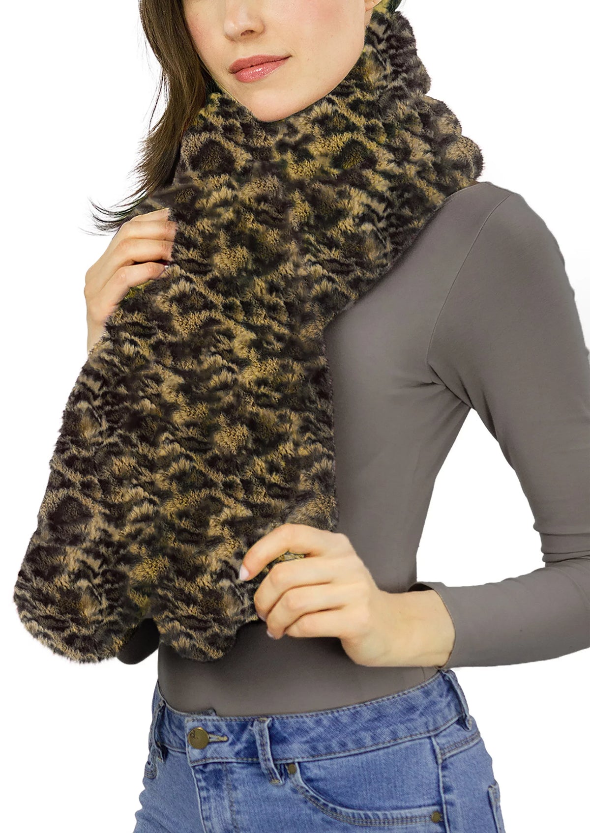 Adrienne Vittadini Women's Faux Mink Fur Pull Through Scarf