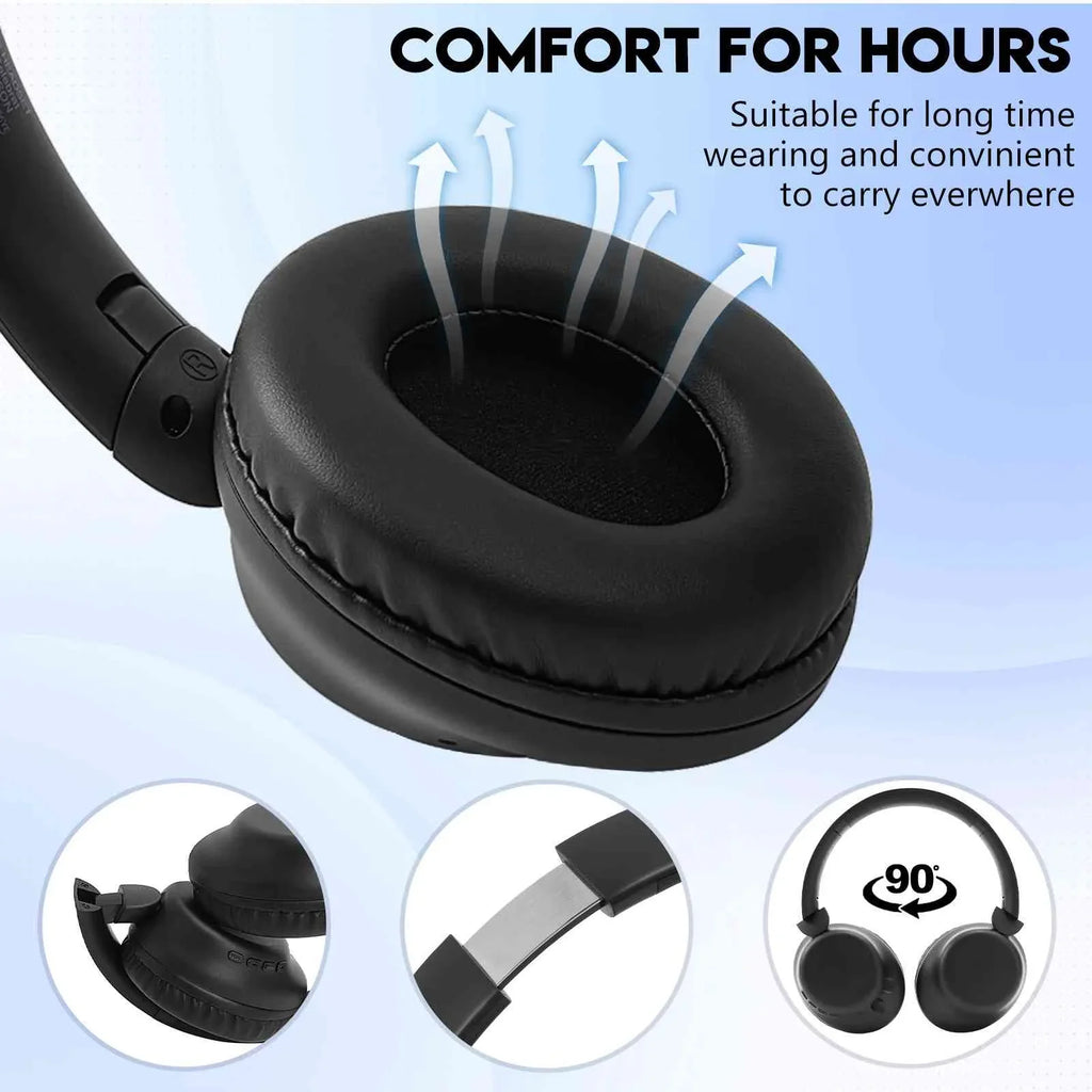 UrbanX  Over-Ear Bluetooth Headphones -  Wireless Sound with Mic for Xiaomi Poco /Redmi Pad /Poco  Pro 5G/Redmi 12 5G, Note 12R - 20H Playtime, 200H Standby, Workout & Travel -Black
