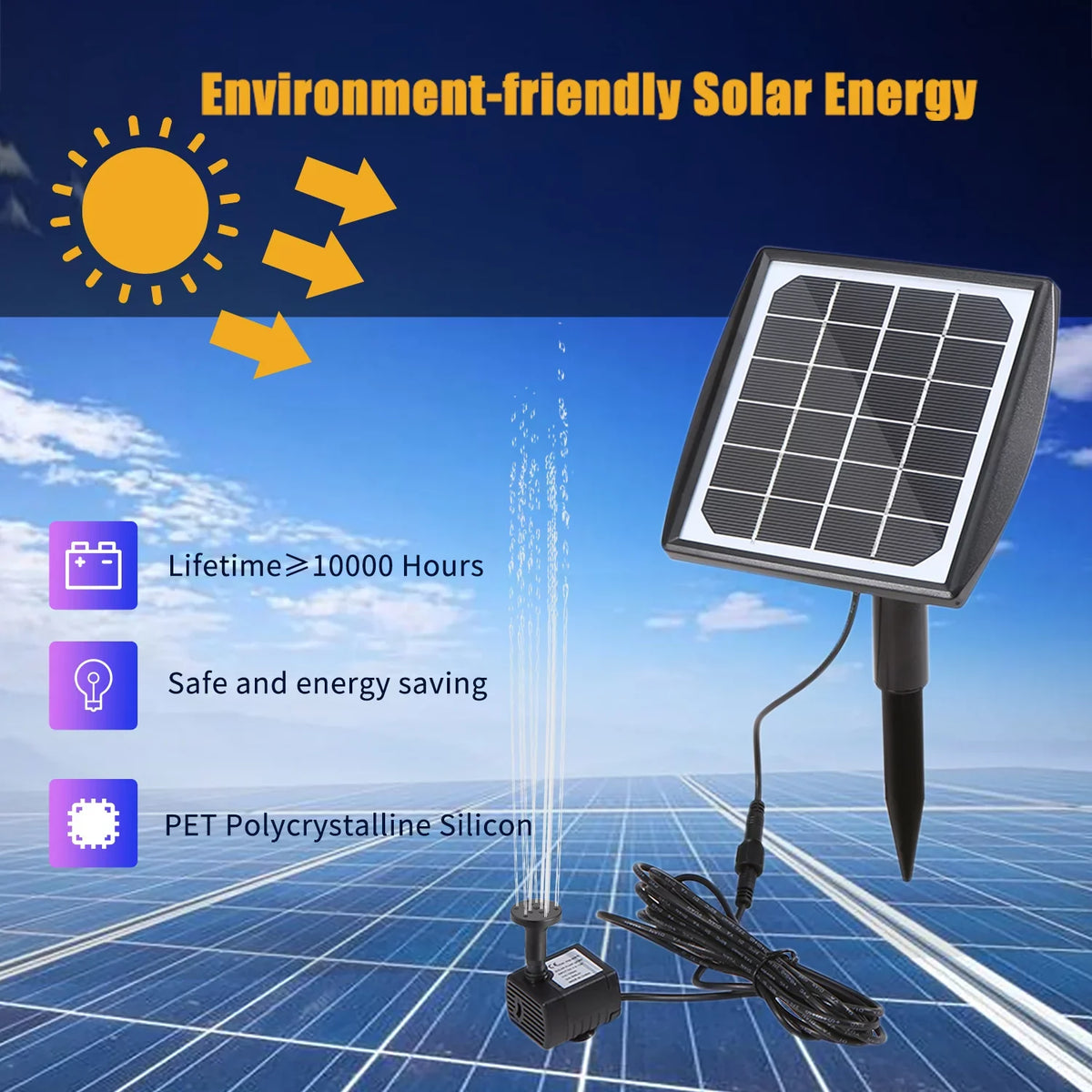Lixada Solar Panel Water Pump Fountain Pump Adjustable for  Birdbath Fish Tank Small Pond Patio Lawn Pool Garden