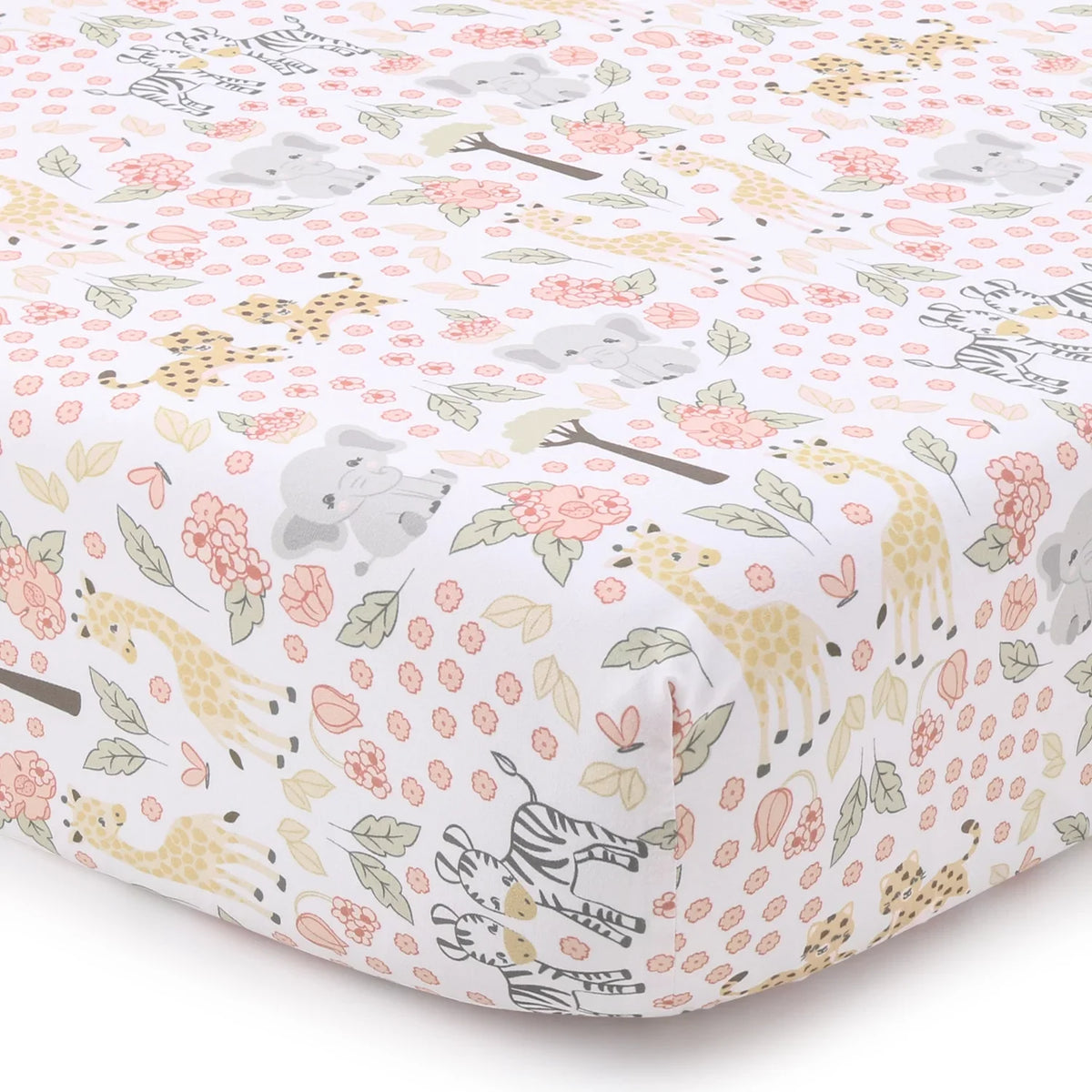 The Peanutshell Pink and Grey Wildest Dreams Crib Bedding Set for Baby Girls, 3 Piece Nursery Set