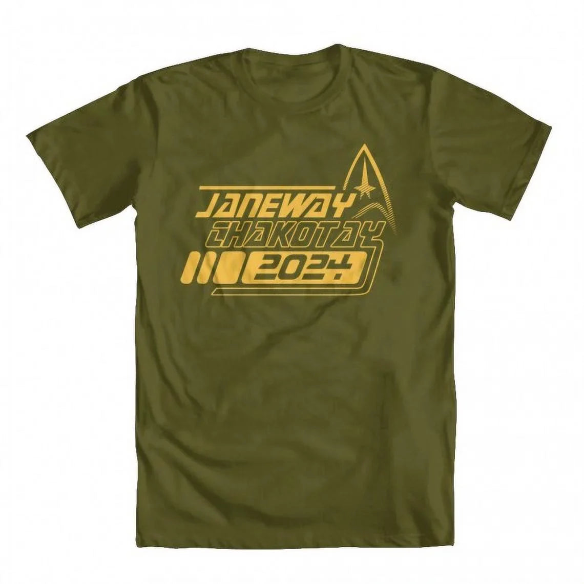 Janeway Chakotay 2024 Original Artwork Inspired by Star Trek Men's -shirt Military Green Medium