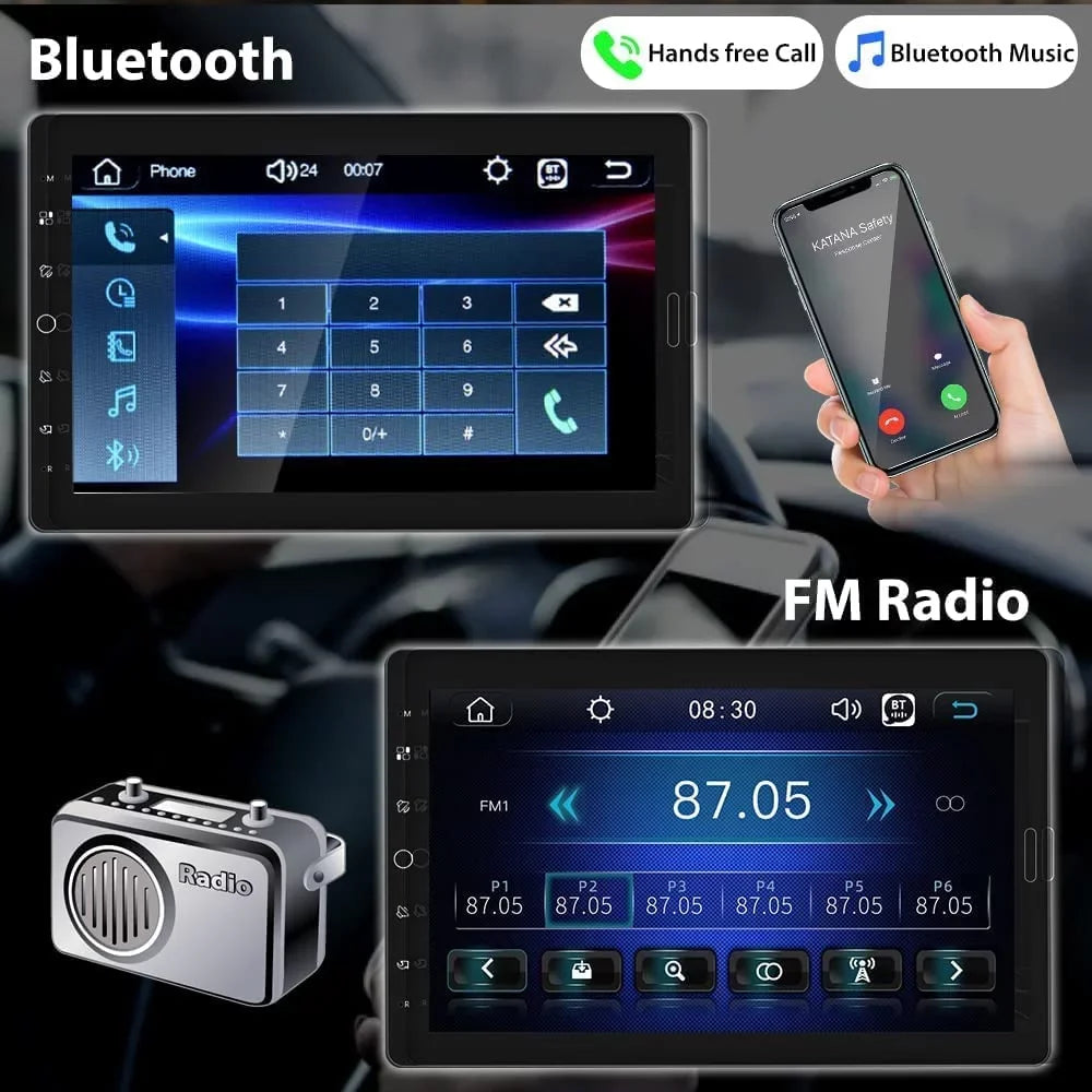 Podofo Single 1 Din 10.1'' Car Stereo Radio Apple Carplay Android Auto  Touch Screen 10 inch Car  Player Bluetooth Mirror Link   Card ,with Rearview Camera