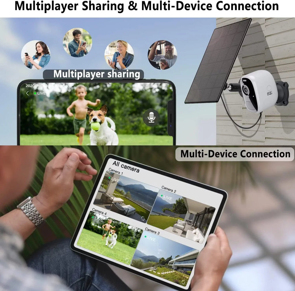 Solar Camera Outdoor Wireless: Magnetic WiFi 4MP Security Camera Battery Powered / Motion Detection Two-Way Talk Spotlight Siren Alarm  Waterproof Cloud/ Storage