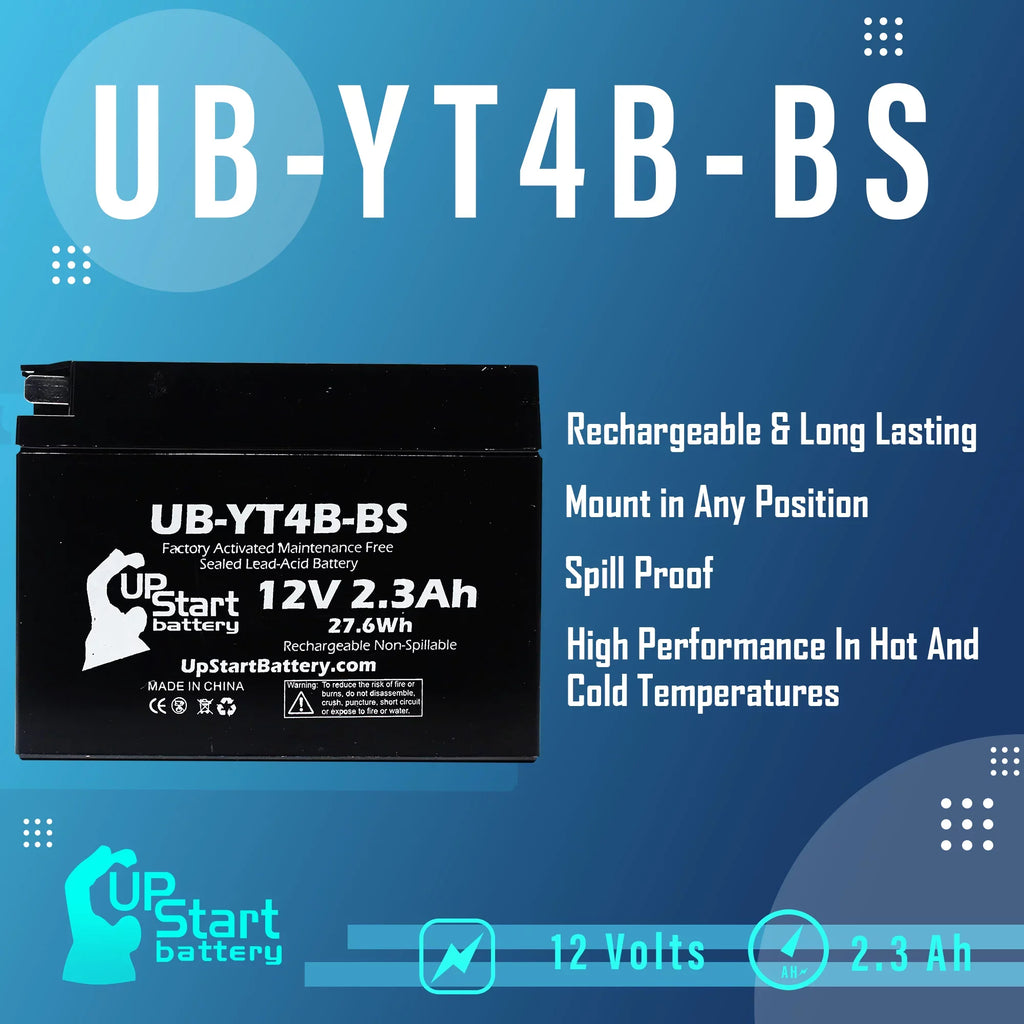 2-Pack UpStart Battery Replacement 2009 Yamaha  400CC Factory Activated, Maintenance Free, Motorcycle Battery - 12V, 2.3Ah, --