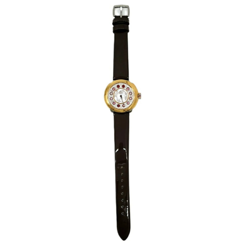 Pre-Owned  Fendi Eye Shine Enamel Belt  3 Colors Quartz Brown Watch Clock Fashionable Shell Black Spinel Topaz Women's (Like New)