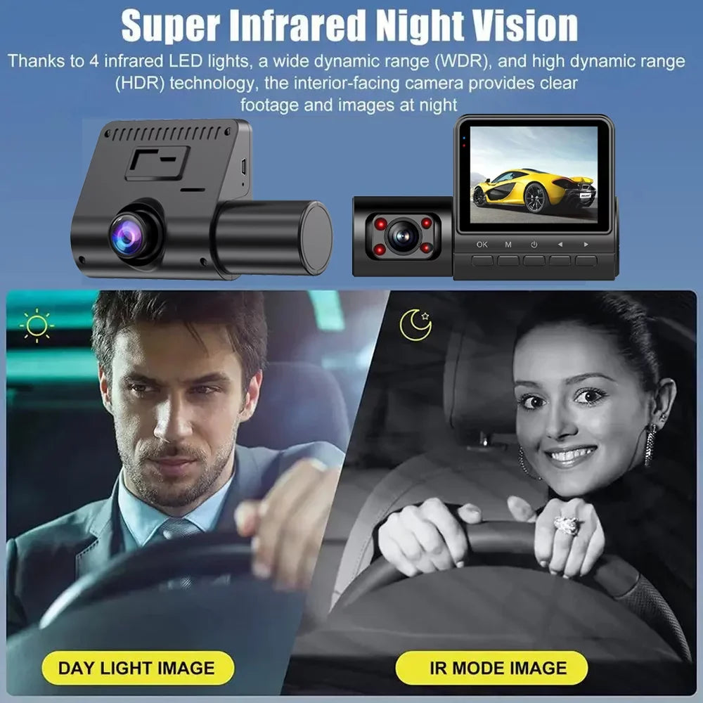 GoolRC Dash Camera,Video Car Camera Car Rearview Mirror Clear Car Rearview Car Camera Auto 3 Cameras Auto Safety Car Video Cameras Dash Cam 2in Clear Car Dash Cam 2in Mirror 170wide Wdr Eryue Qisuo