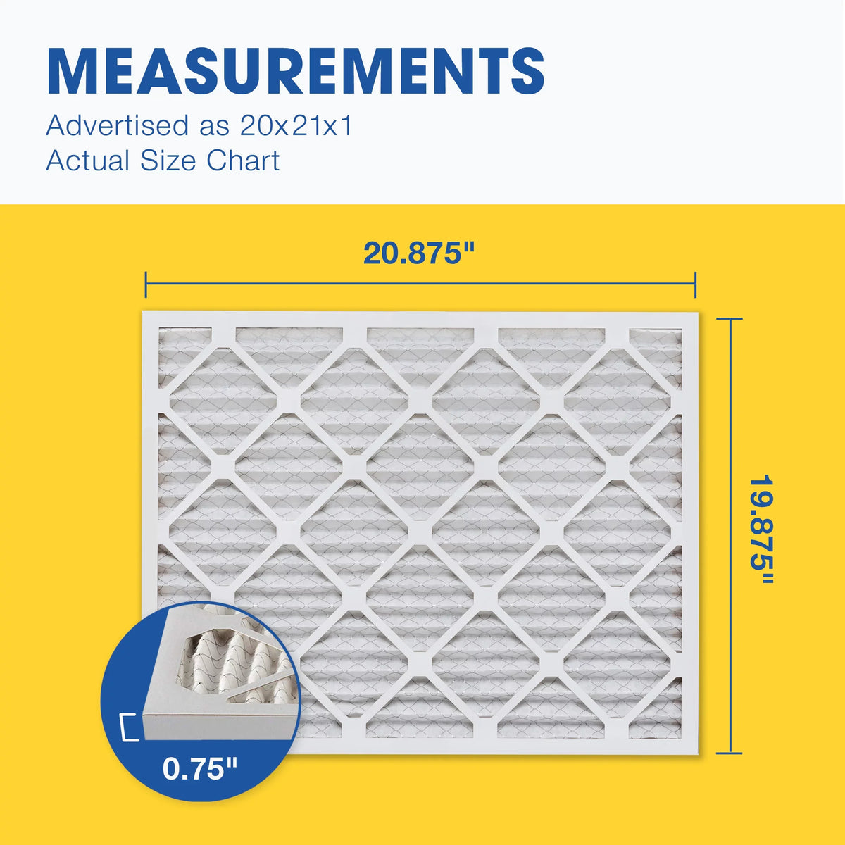 Aerostar 20x21x1  11 Pleated Air Filter,  Furnace Air Filter, 6 Pack