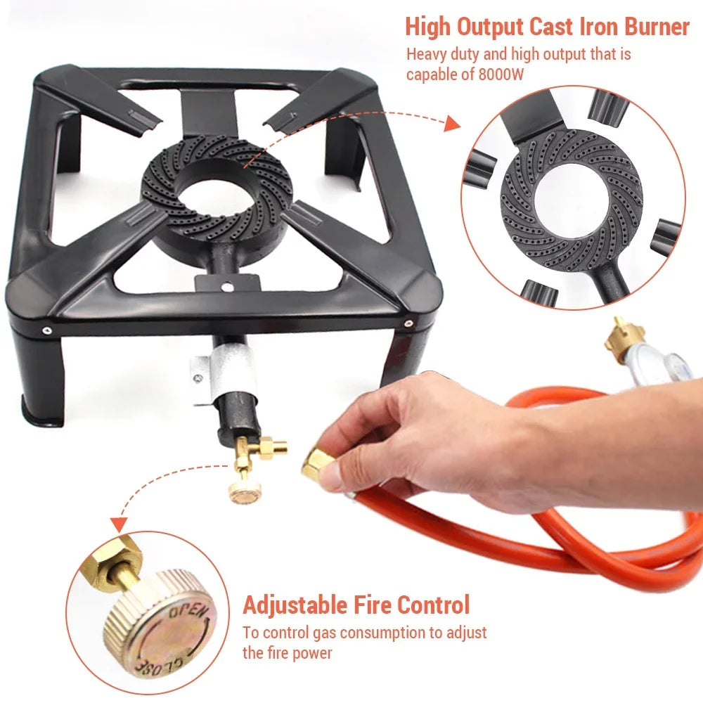 Nebublu Propane Gas Cooker - Single Cast Iron Stove for Camping , Portable and Efficient
