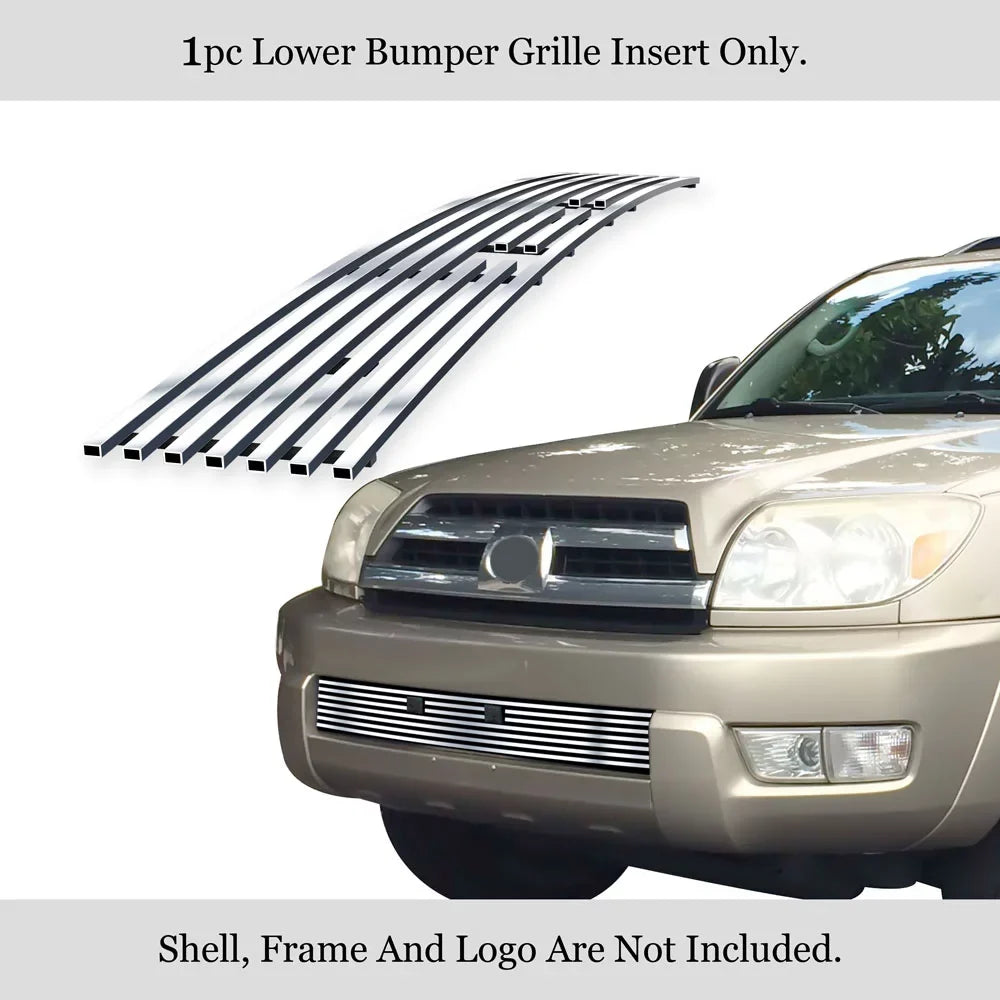 Premium Stainless Steel Chrome 8x6 Billet Grille Compatible with Toyota 4Runner 2003-2005 Lower Bumper -